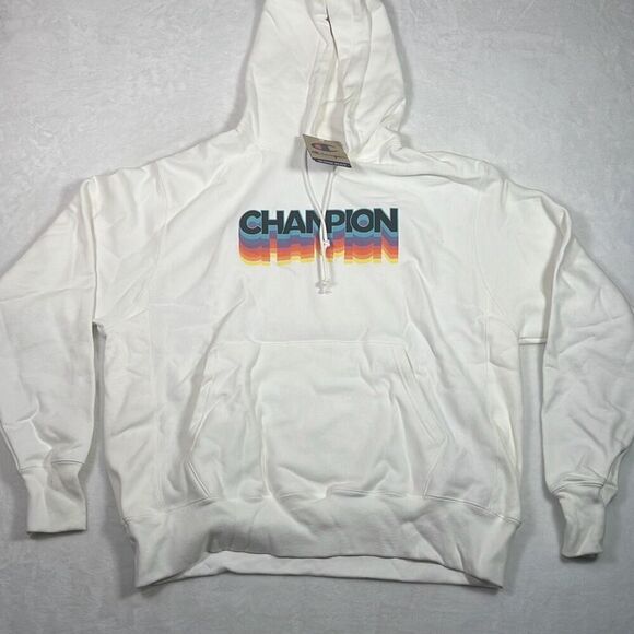 Champion graphic colorful print logo casual‎ hoodie pullover Men Large NWT - Picture 1 of 7